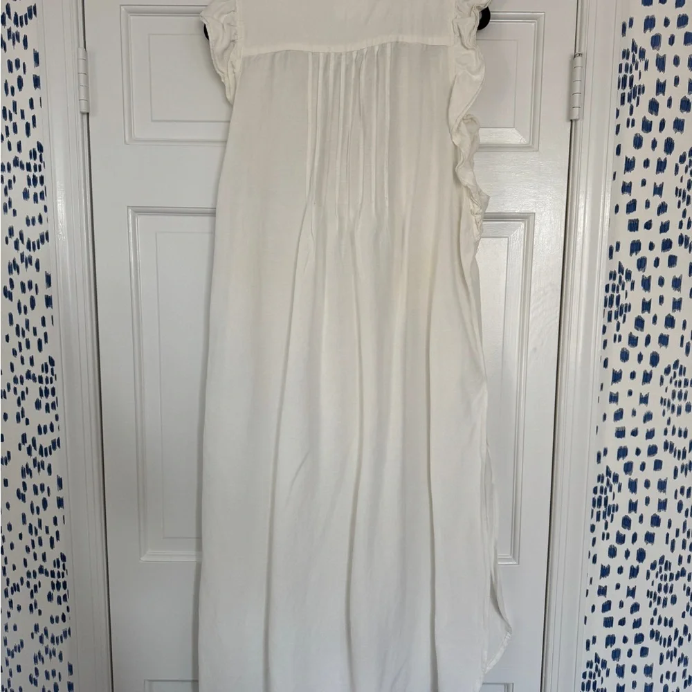 Anthropologie Cream Ruffled V-Neck maxi dress/ coverup - Picture 4 of 6